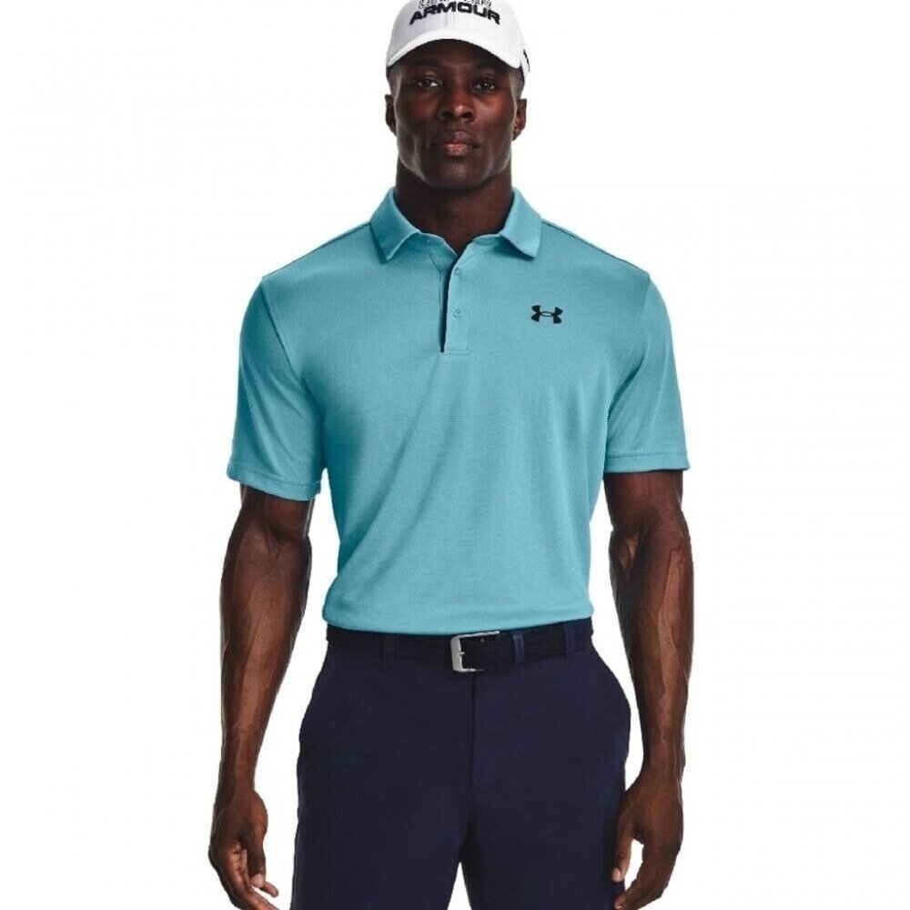 Under-Armour Men's Small Glacier Blue Tech Golf Polo Shirt NEW